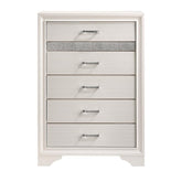 Miranda 5-drawer Chest White and Rhinestone 205115