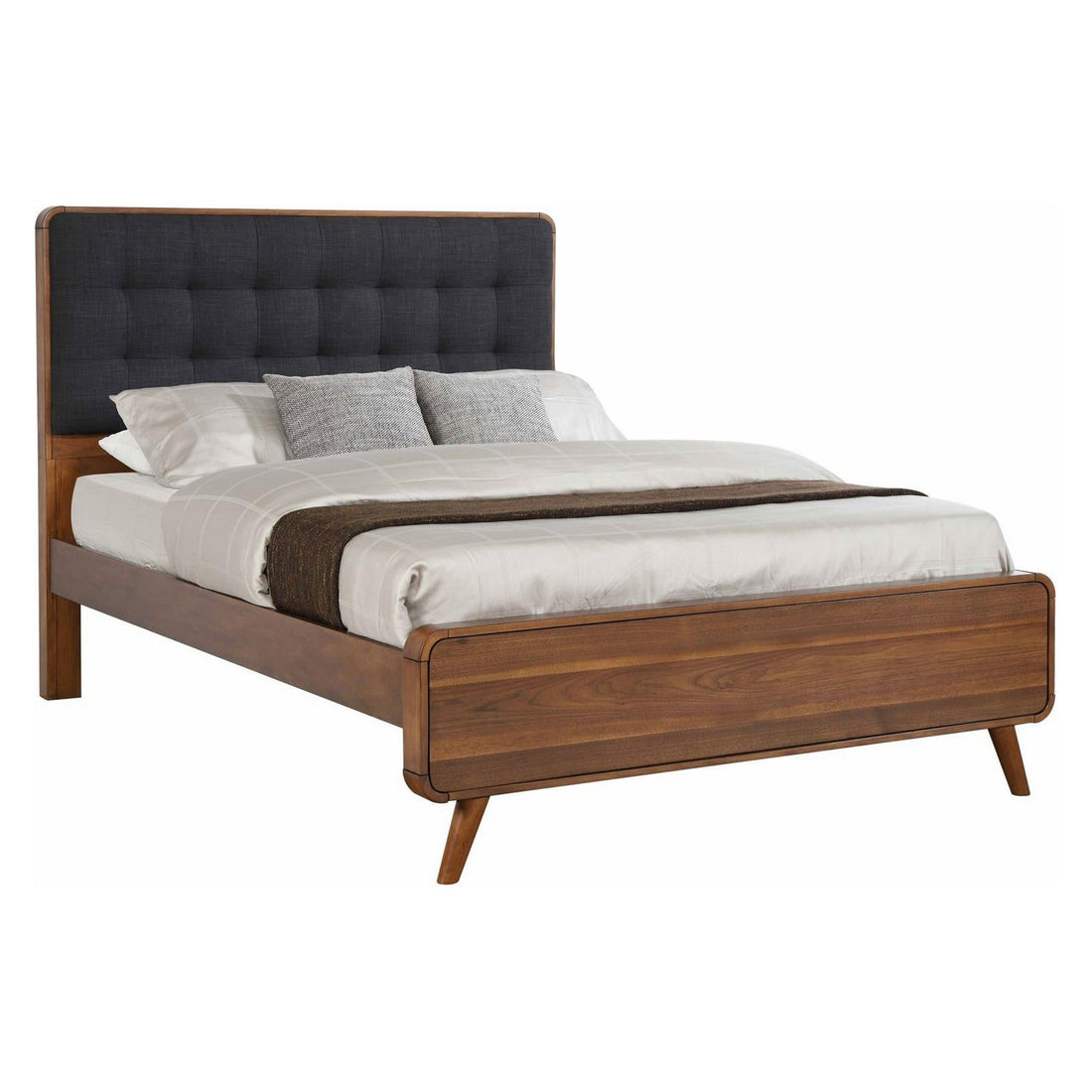 Robyn California King Bed with Upholstered Headboard Dark Walnut 205131KW