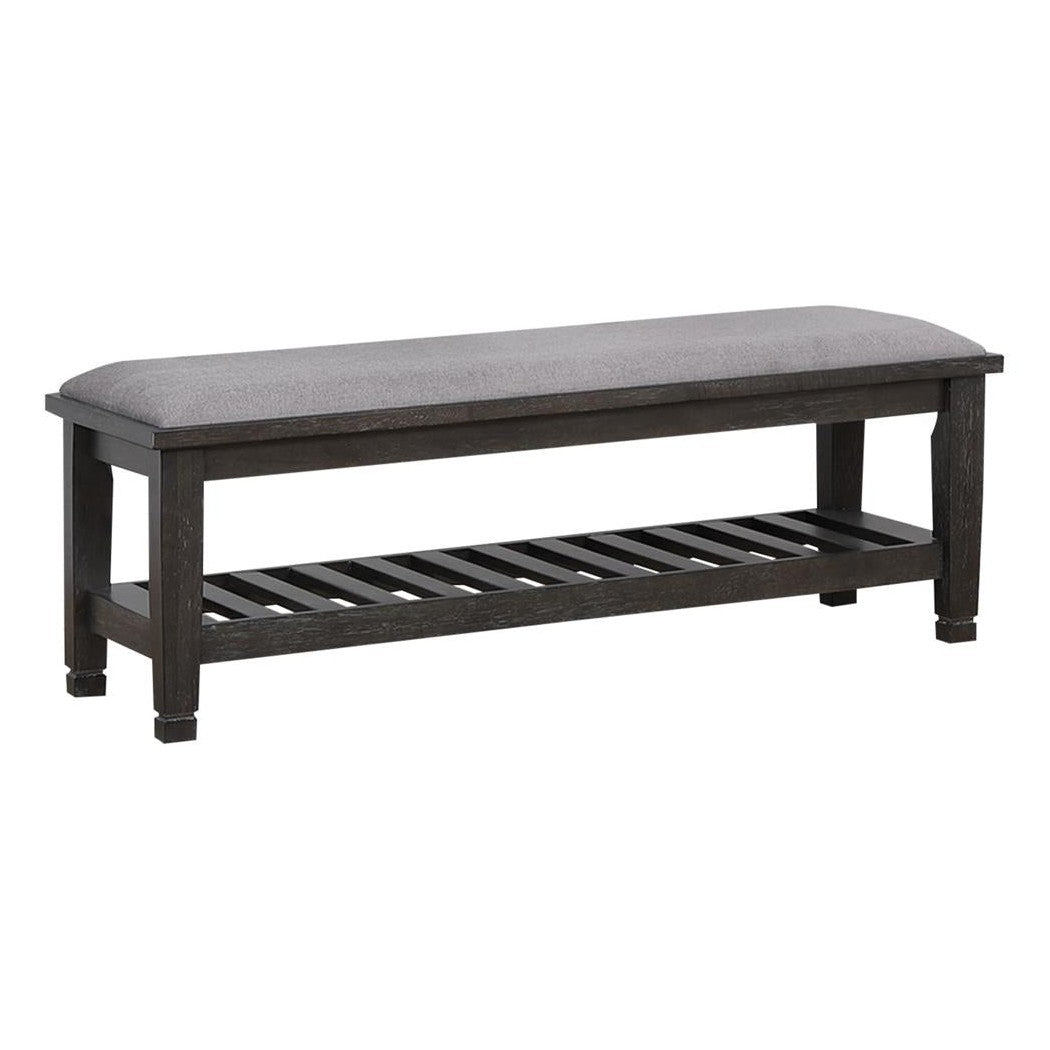 Franco Upholstered Bench with Slatted Shelf Weathered Sage 205737