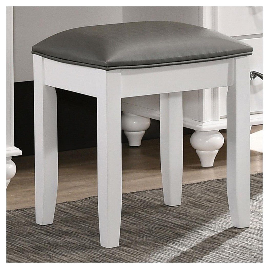 Barzini Upholstered Vanity Stool Metallic and White 205897STL