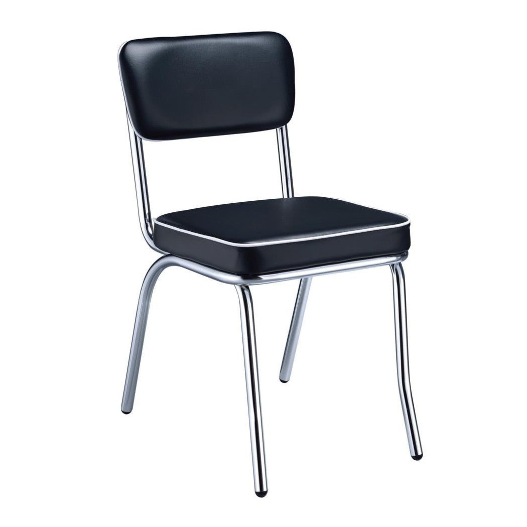 Retro Open Back Side Chairs Black and Chrome (Set of 2) 2066