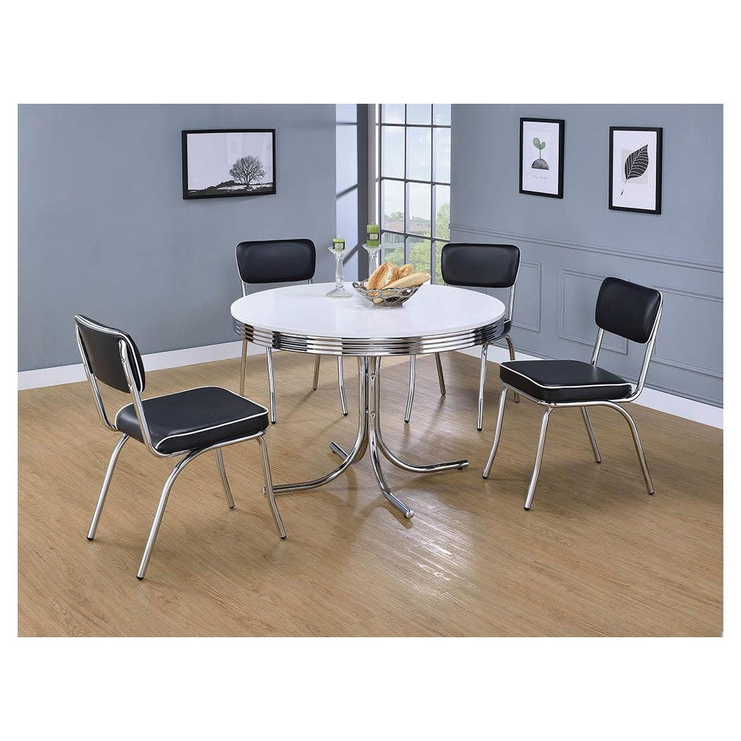 Retro Open Back Side Chairs Black and Chrome (Set of 2) 2066