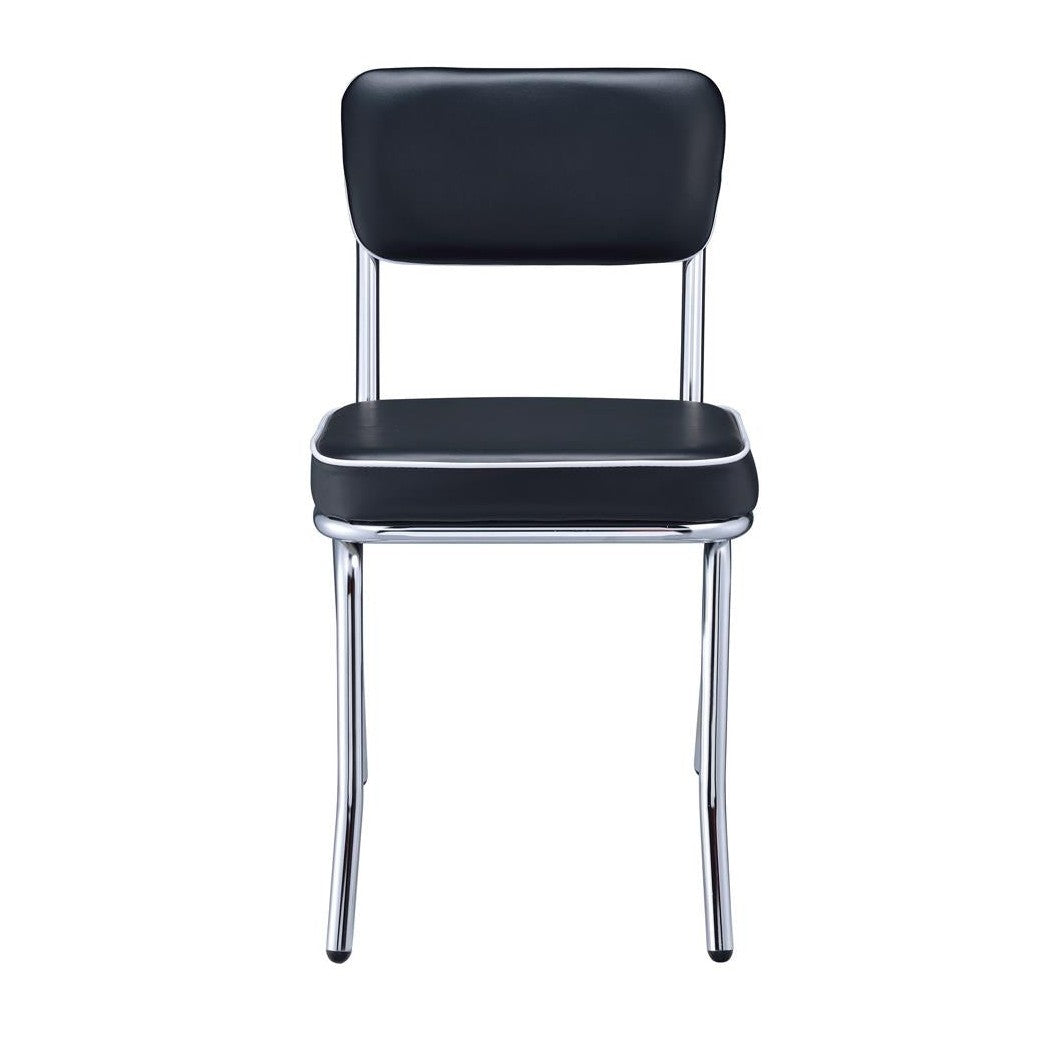 Retro Open Back Side Chairs Black and Chrome (Set of 2) 2066