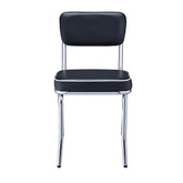 Retro Open Back Side Chairs Black and Chrome (Set of 2) 2066