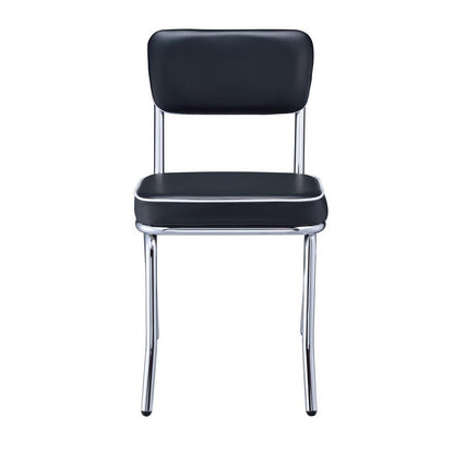 Retro Open Back Side Chairs Black and Chrome (Set of 2) 2066