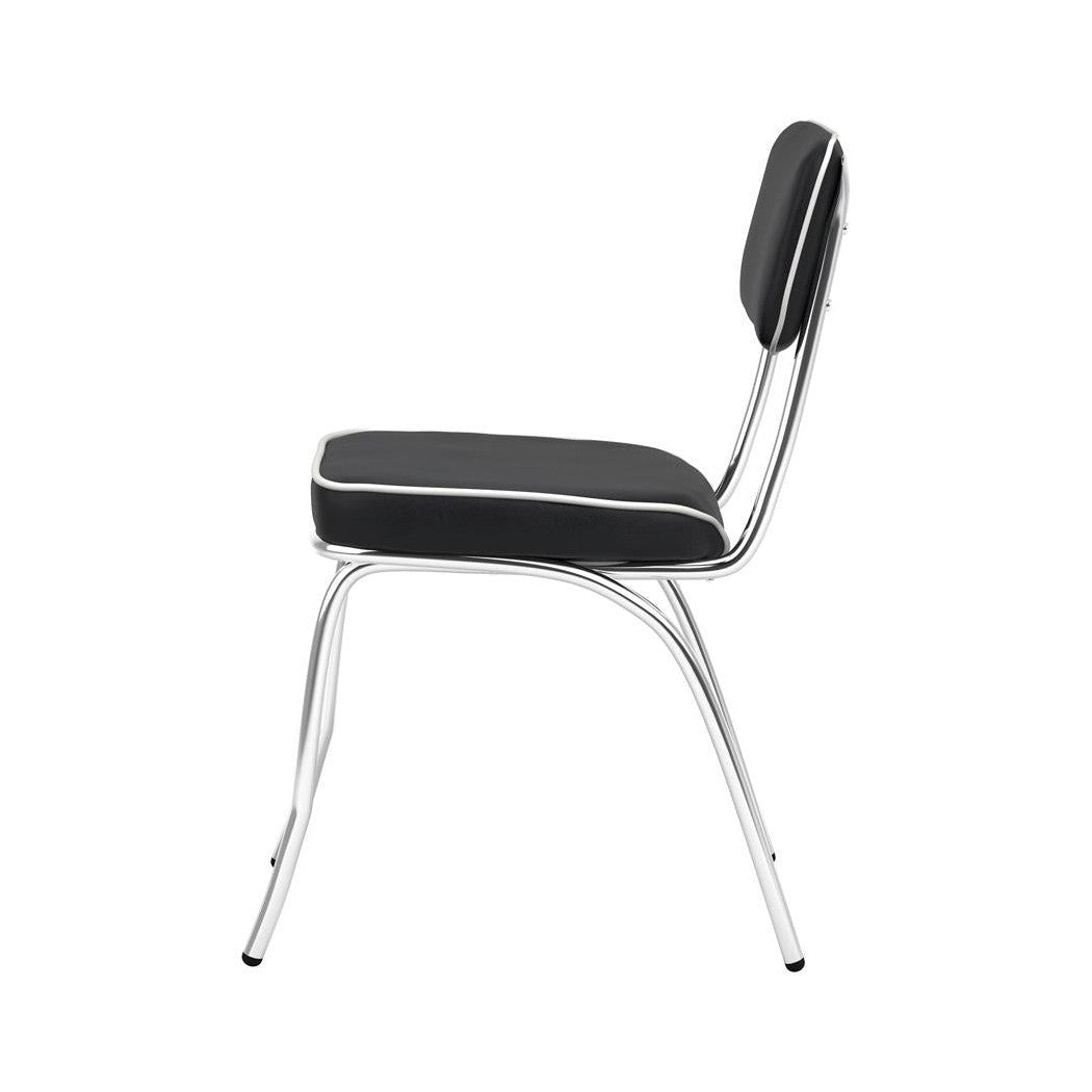 Retro Open Back Side Chairs Black and Chrome (Set of 2) 2066