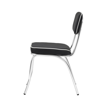 Retro Open Back Side Chairs Black and Chrome (Set of 2) 2066