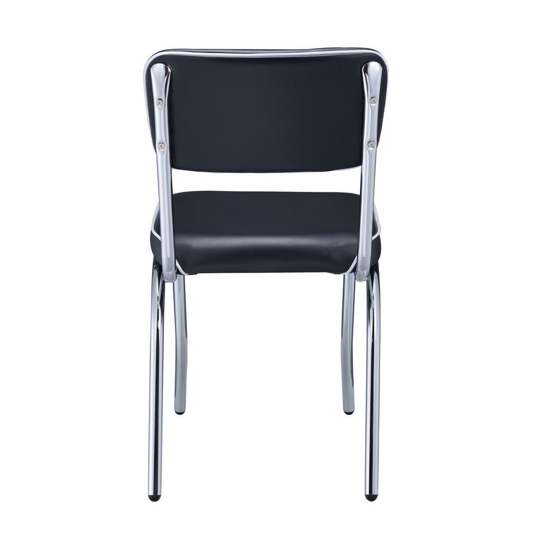 Retro Open Back Side Chairs Black and Chrome (Set of 2) 2066