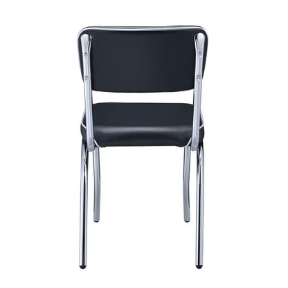 Retro Open Back Side Chairs Black and Chrome (Set of 2) 2066