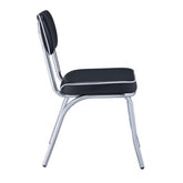 Retro Open Back Side Chairs Black and Chrome (Set of 2) 2066