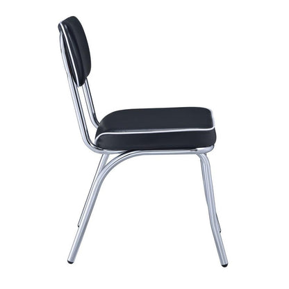 Retro Open Back Side Chairs Black and Chrome (Set of 2) 2066