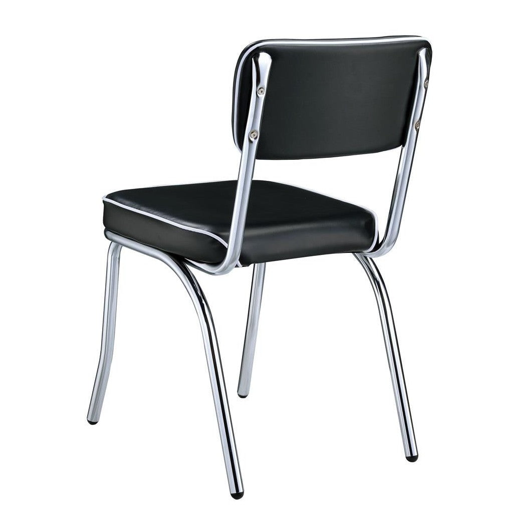 Retro Open Back Side Chairs Black and Chrome (Set of 2) 2066