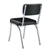 Retro Open Back Side Chairs Black and Chrome (Set of 2) 2066