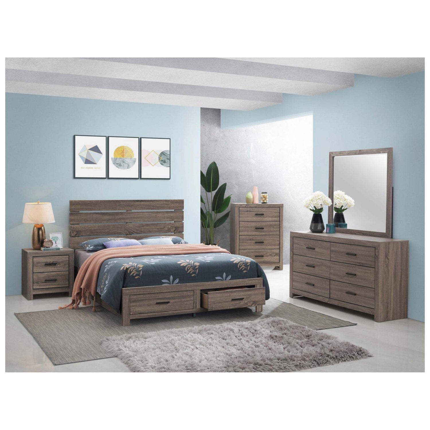 Brantford Eastern King Storage Bed Barrel Oak 207040KE