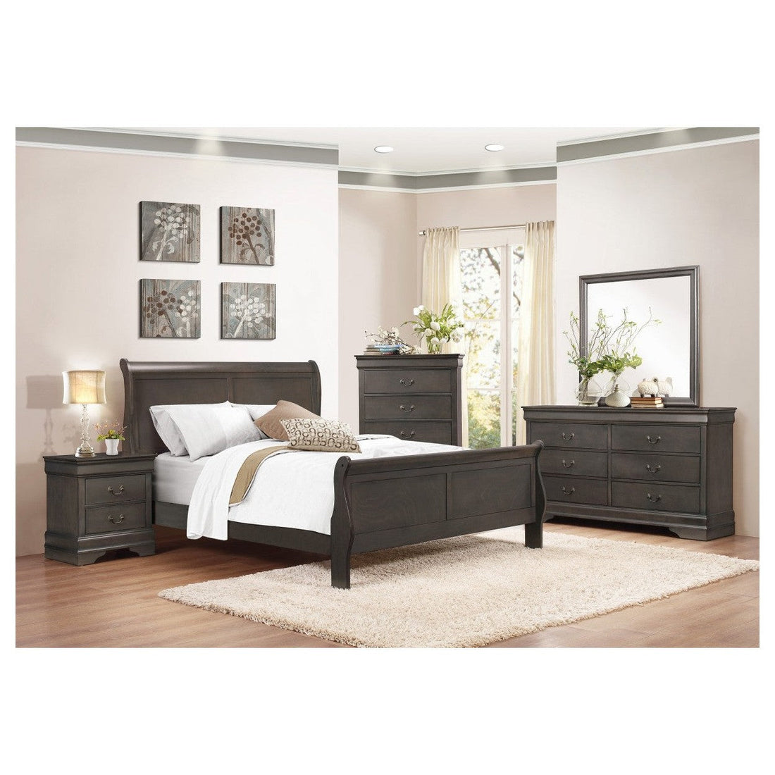 (2) FULL BED, STAINED GREY 2147FSG-1*