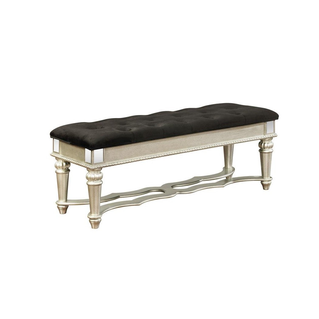 Heidi Upholstered Bench Metallic Platinum 222736