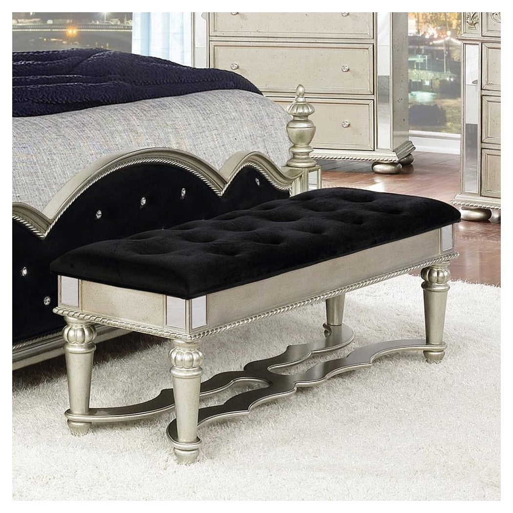 Heidi Upholstered Bench Metallic Platinum 222736