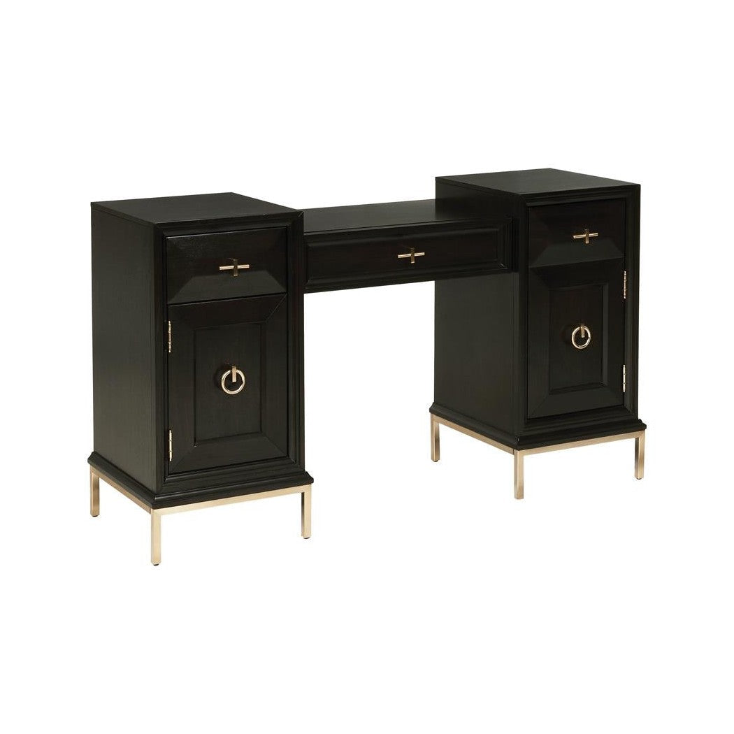 Formosa 4-drawer Vanity Desk Americano and Rose Brass 222827