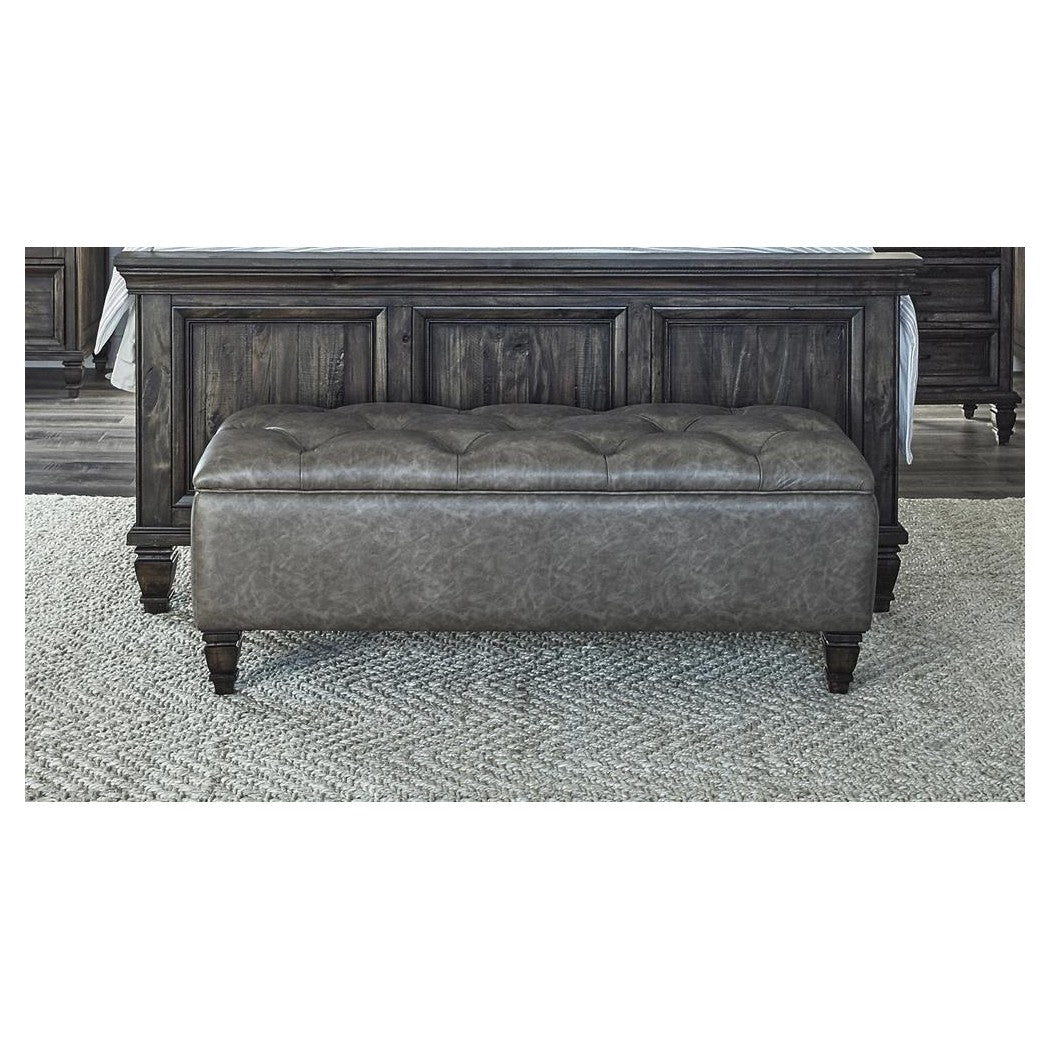 Avenue Upholstered Tufted Bench Weathered Burnished Brown 223036
