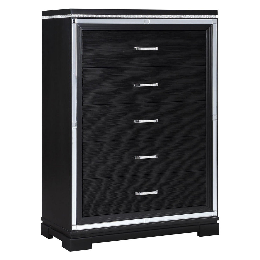 Eleanor Rectangular 5-drawer Chest Silver and Black 223365