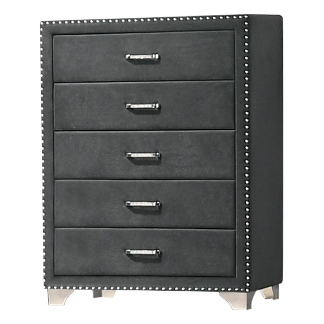 Melody 5-drawer Upholstered Chest Grey 223385