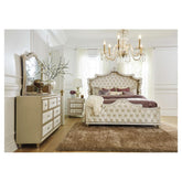 Antonella Upholstered Tufted Bedroom Set Ivory and Camel 223521KE-S4