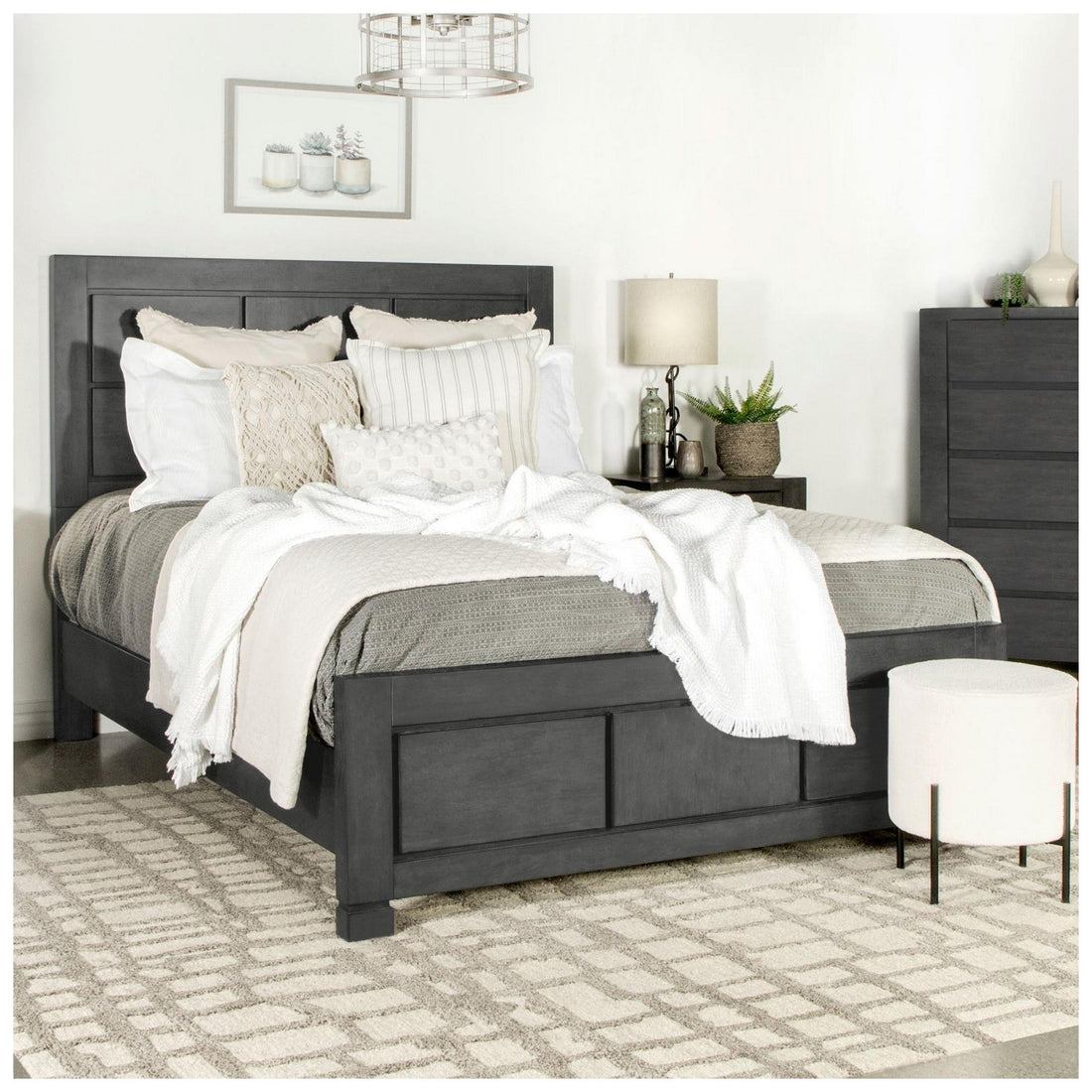 Lorenzo Rectangular Panel Bed Dark Grey 224261KE