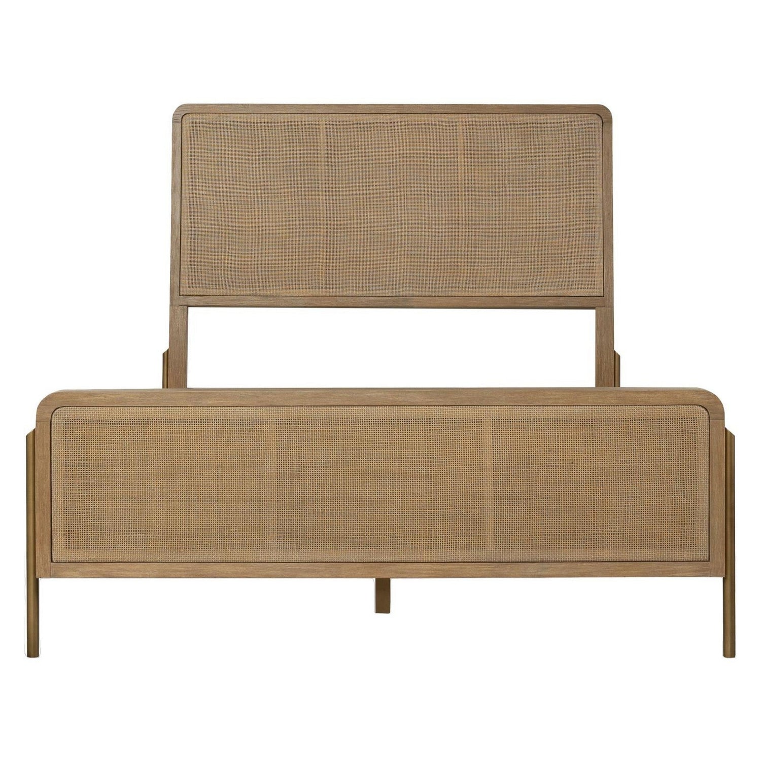 Arini Upholstered Eastern King Panel Bed Sand Wash and Natural Cane 224300KE