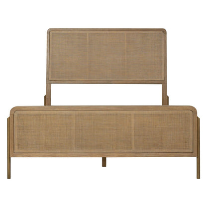 Arini Upholstered Eastern King Panel Bed Sand Wash and Natural Cane 224300KE