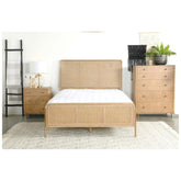 Arini Upholstered Eastern King Panel Bed Sand Wash and Natural Cane 224300KE