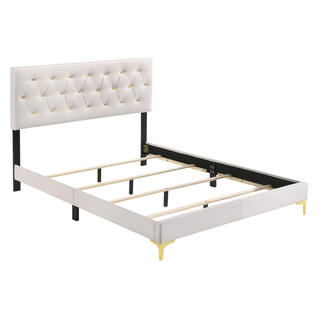 Kendall Tufted Upholstered Panel Eastern King Bed White 224401KE