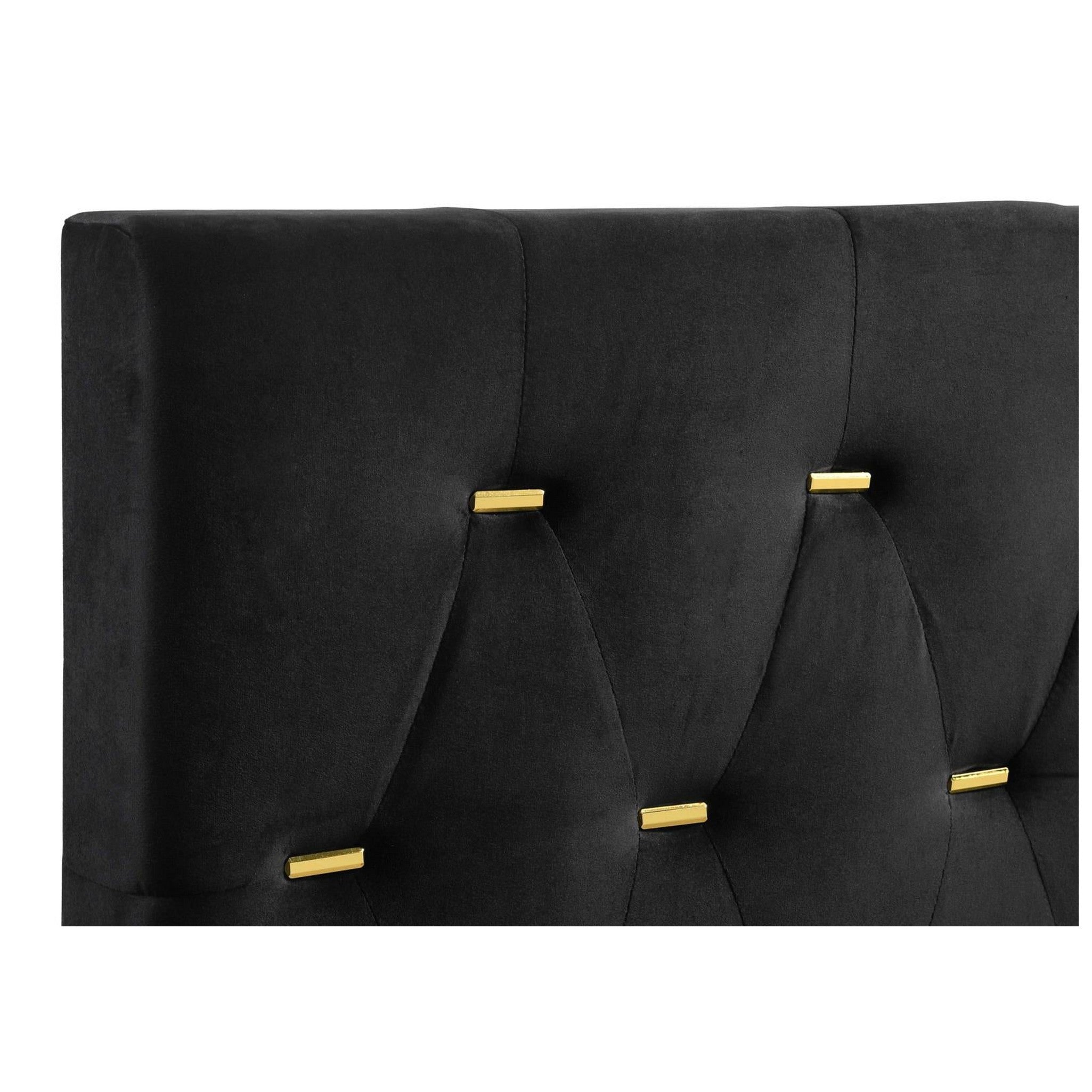 Kendall Tufted Panel Eastern King Bed Black and Gold 224451KE