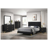 Kendall Tufted Panel Queen Bed Black and Gold 224451Q