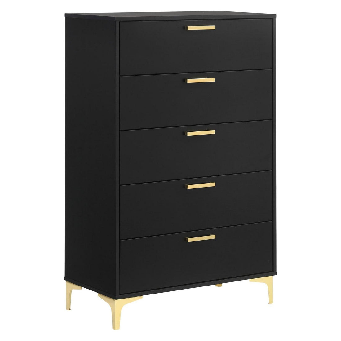 Kendall 5-Drawer Chest Black and Gold 224455