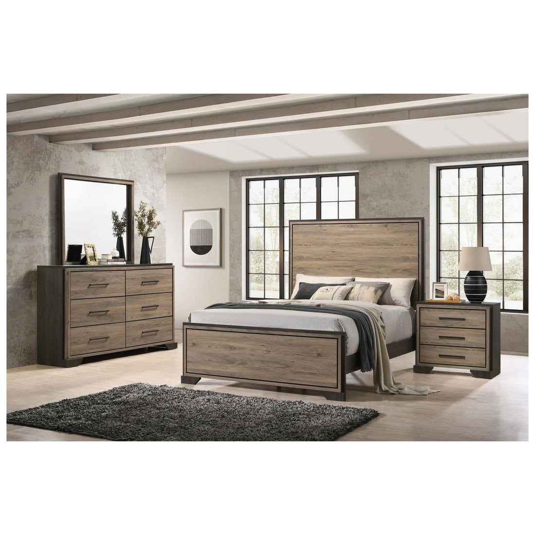 Baker 4-piece California King Bedroom Set Brown and Light Taupe 224461KW-S4