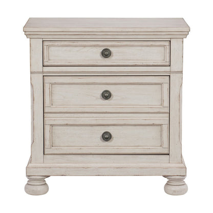 NIGHT STAND, HIDDEN DRWR, ANTQ WHITE 2259W-4