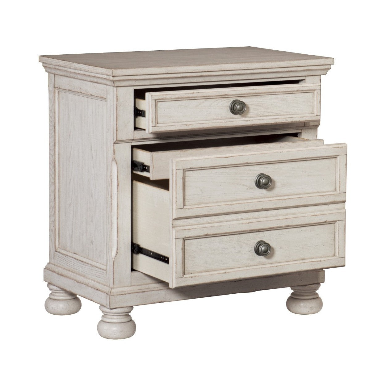 NIGHT STAND, HIDDEN DRWR, ANTQ WHITE 2259W-4