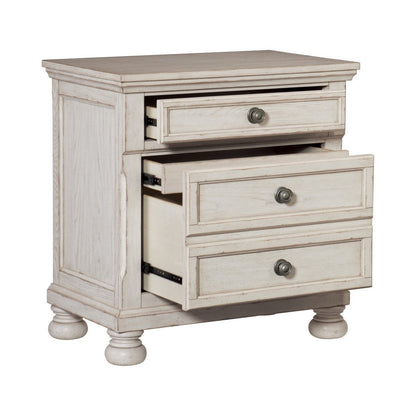 NIGHT STAND, HIDDEN DRWR, ANTQ WHITE 2259W-4