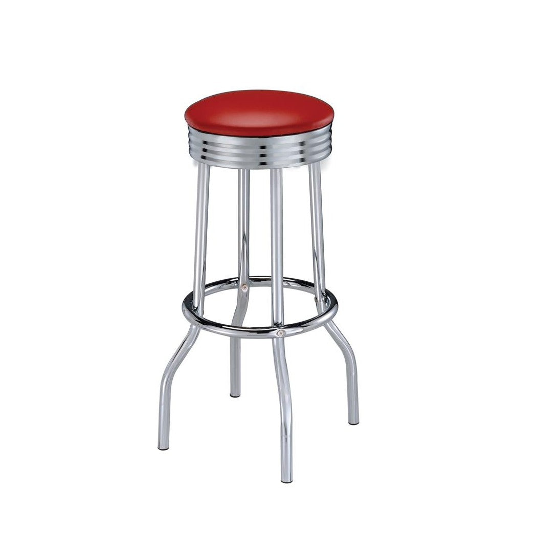 Hopkins Upholstered Top Bar Stools Red and Chrome (Set of 2) 2299R