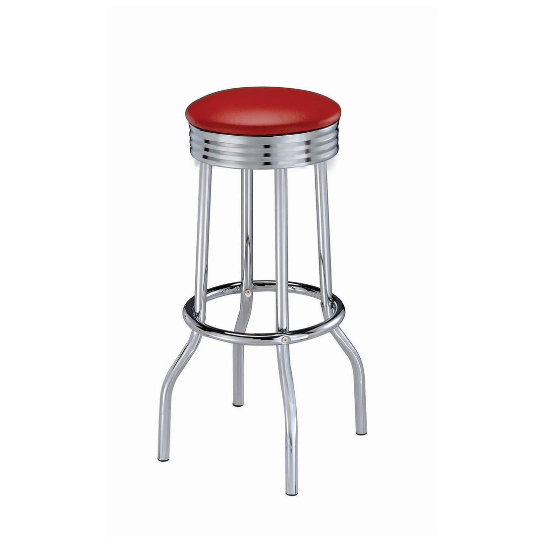 Hopkins Upholstered Top Bar Stools Red and Chrome (Set of 2) 2299R