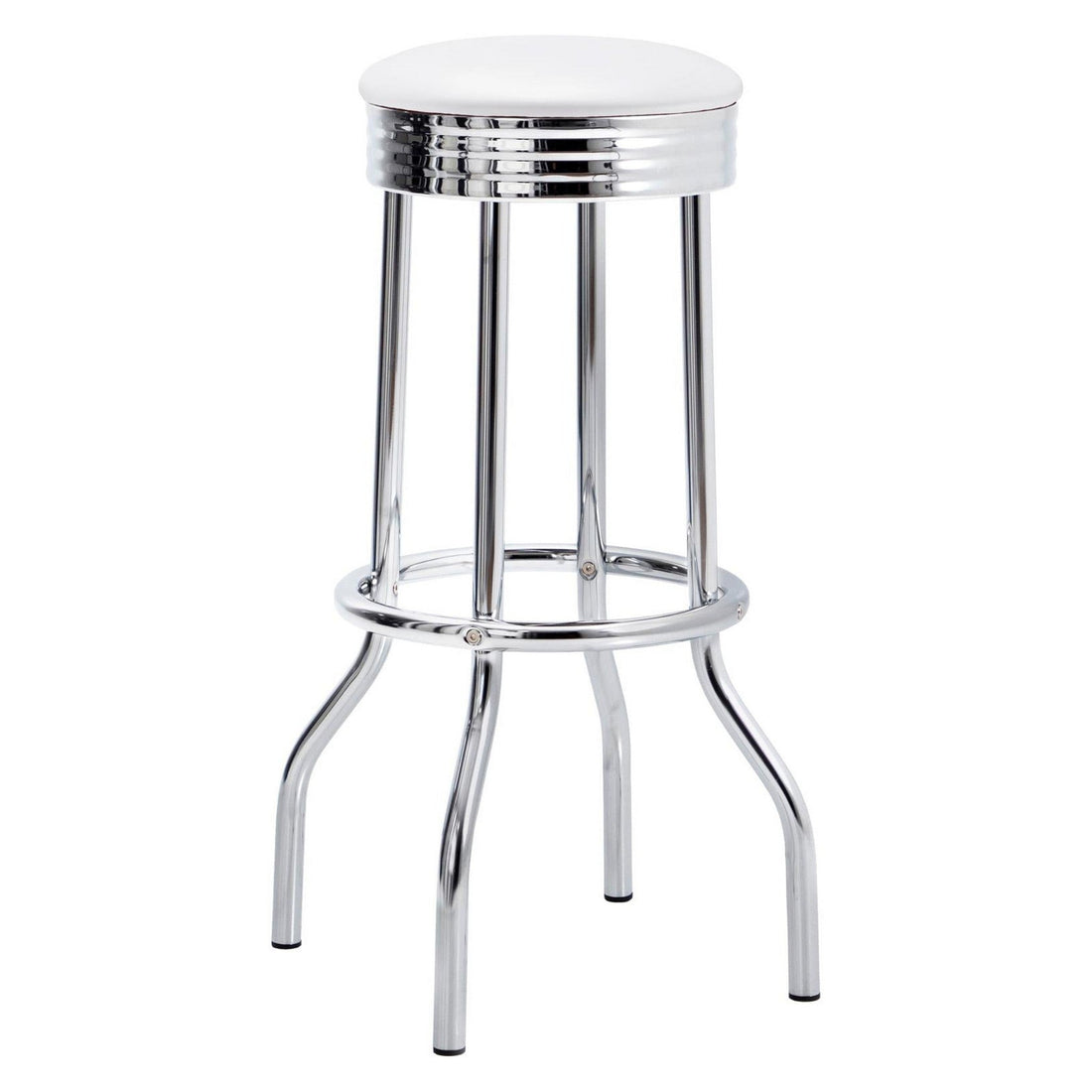 Theodore Upholstered Top Bar Stools White and Chrome (Set of 2) 2299W