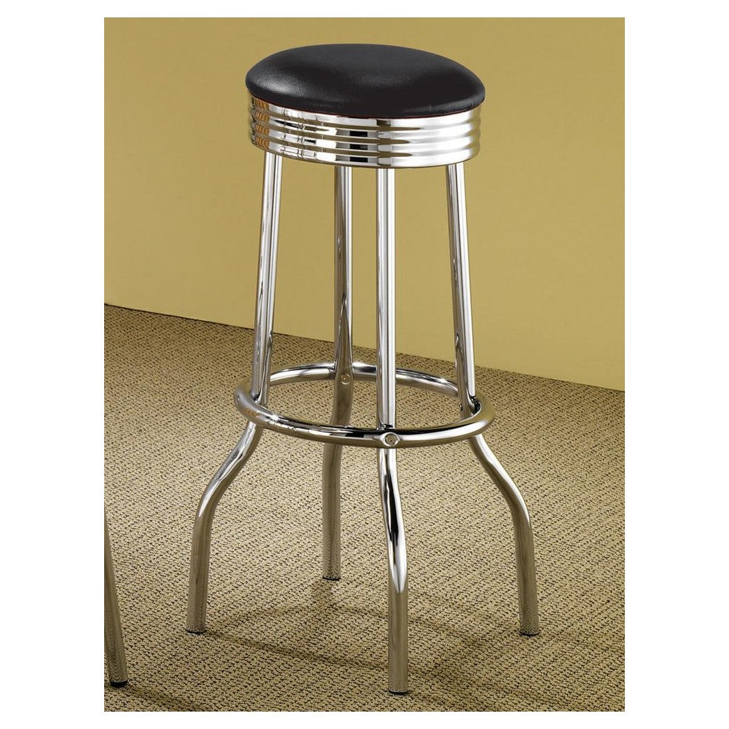 Theodore Upholstered Top Bar Stools Black and Chrome (Set of 2) 2408