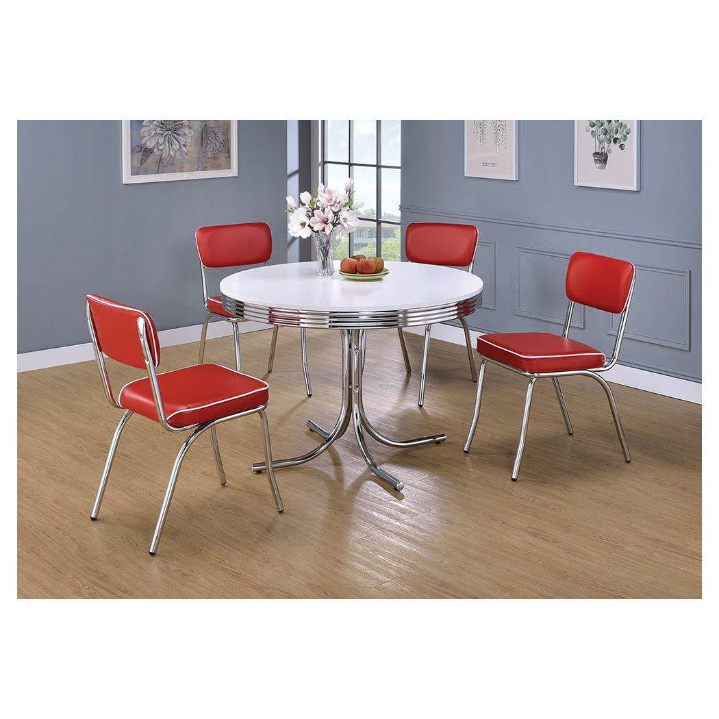 Retro Open Back Side Chairs Red and Chrome (Set of 2) 2450R