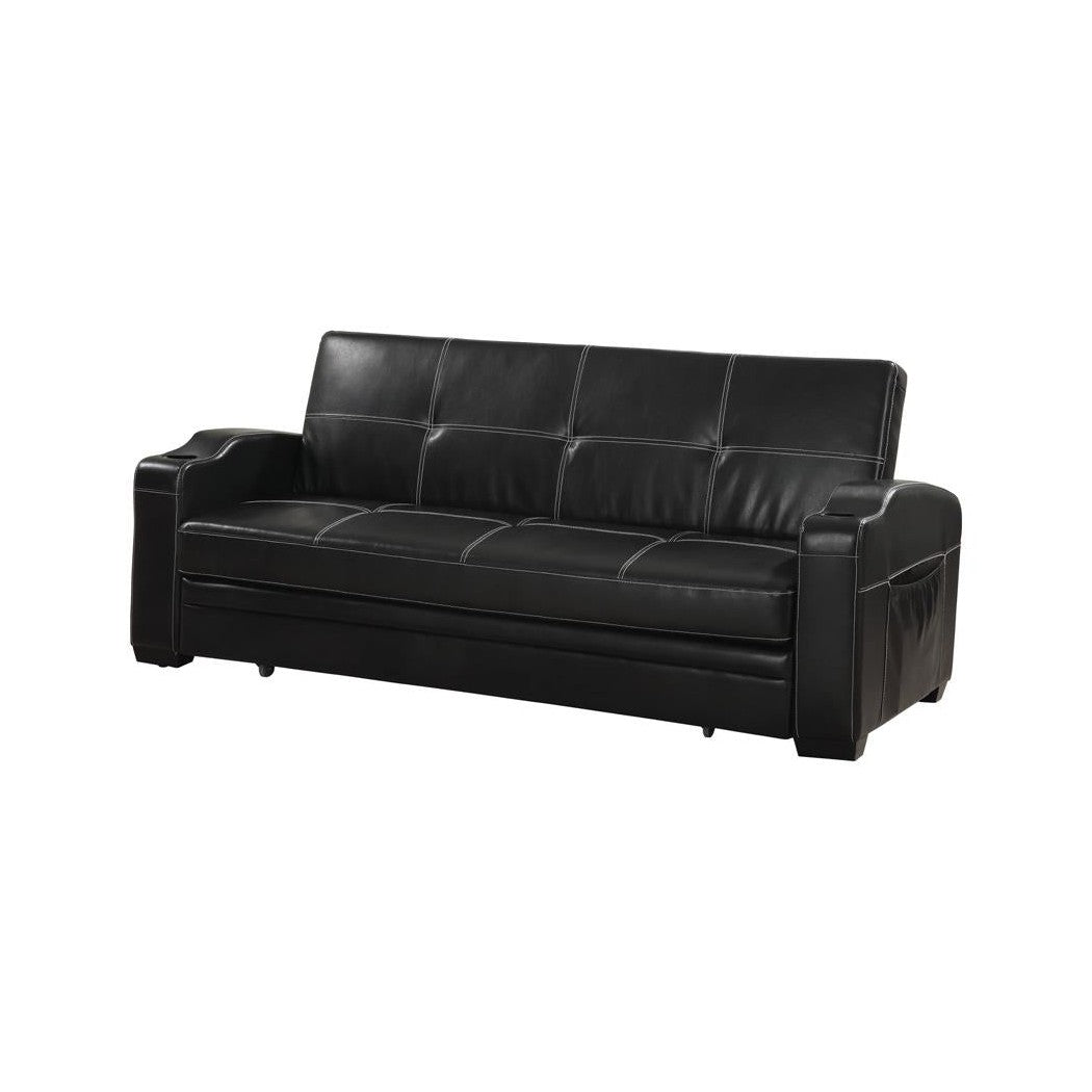 Avril Upholstered Sleeper Sofa Bed with Cup Holders Black 300132