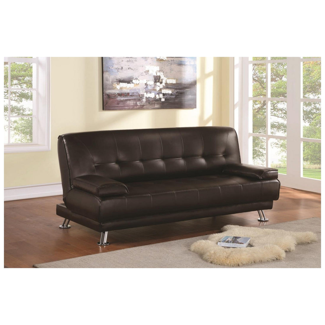 Pierre Tufted Upholstered Sofa Bed Brown 300148