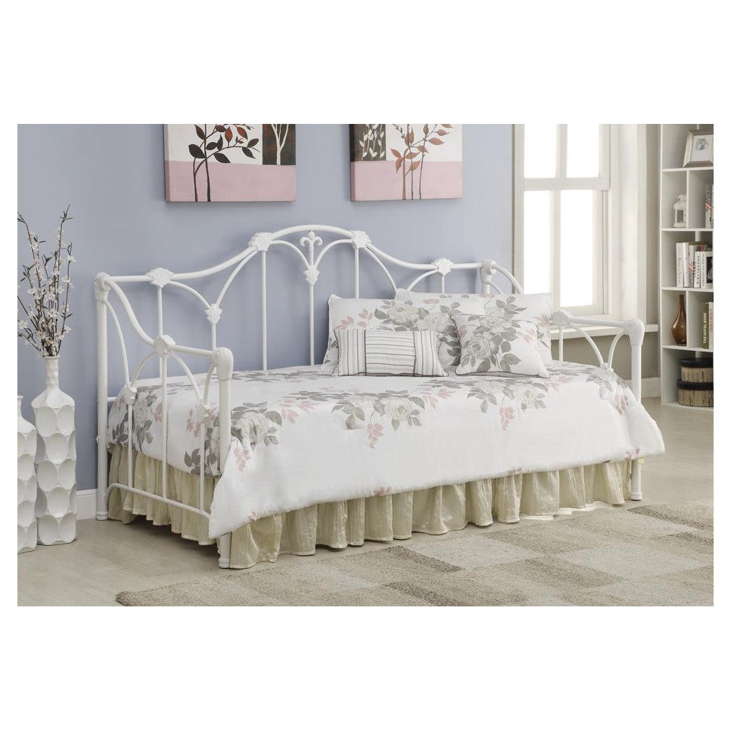 Halladay Twin Metal Daybed with Floral Frame White 300216