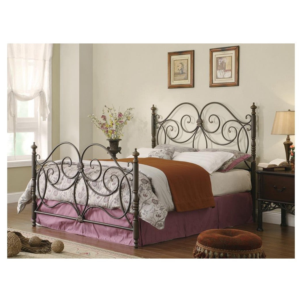 London Eastern King Metal Scroll Bed Dark Bronze 300258KE