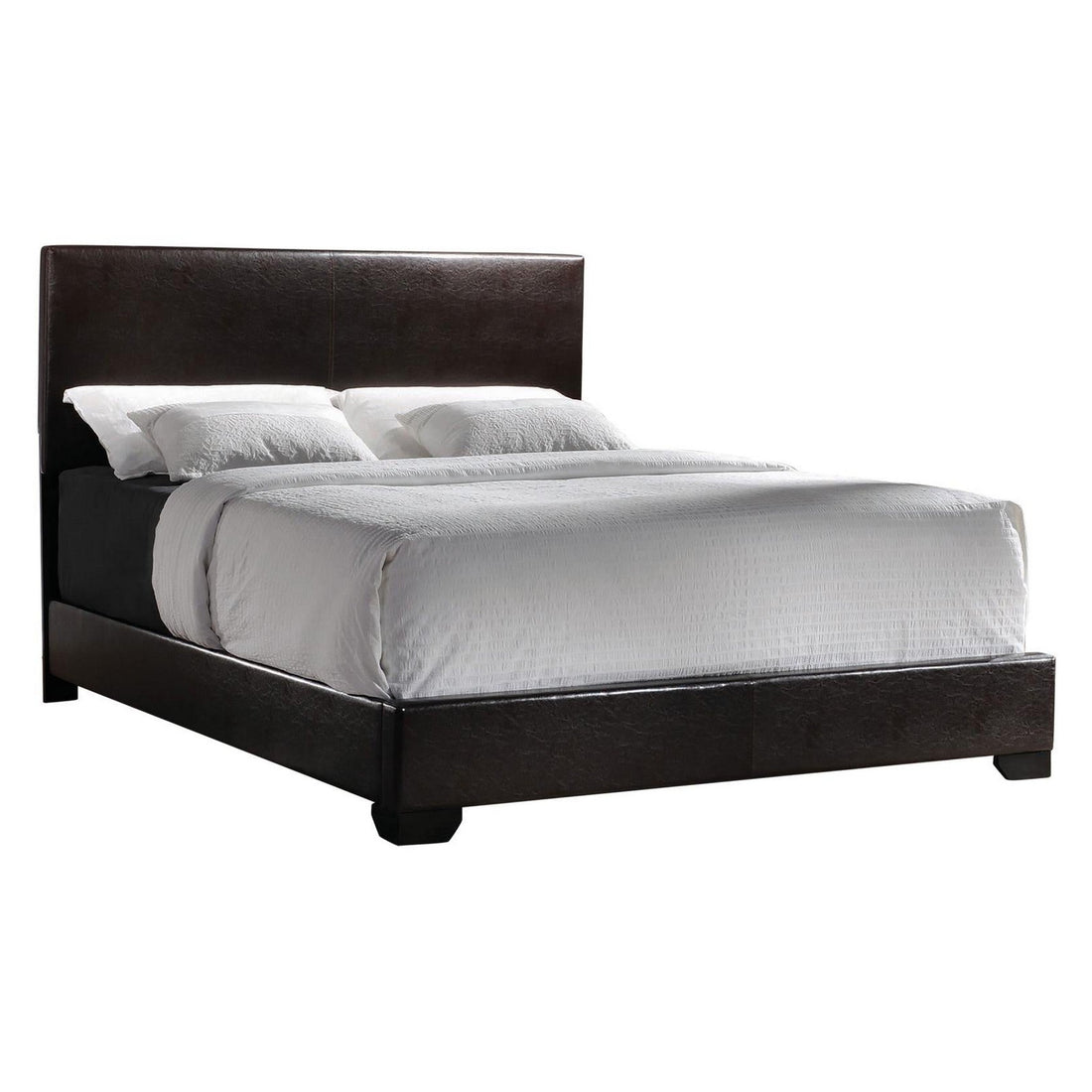 Conner Queen Upholstered Panel Bed Black and Dark Brown 300261Q