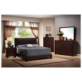 Conner Queen Upholstered Panel Bed Black and Dark Brown 300261Q