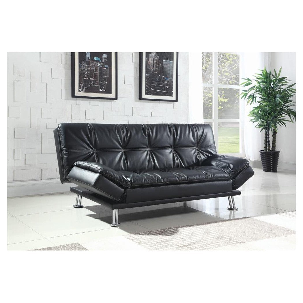 Dilleston Tufted Back Upholstered Sofa Bed Black 300281